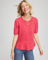 Chico's Pullover Peplum Sweater FOLKLORIC RED