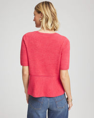 Chico's Pullover Peplum Sweater FOLKLORIC RED