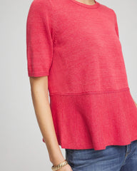 Chico's Pullover Peplum Sweater FOLKLORIC RED