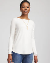 Chico's Ella Bateau Pullover Sweater ECRU