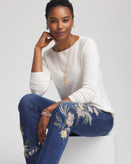 Chico's Ella Bateau Pullover Sweater ECRU
