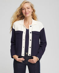 Chico's Colorblock Cardigan Jacket PASSPORT BLUE