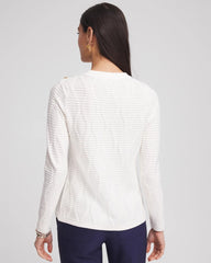Chico's Button Shoulder Crewneck Pullover ECRU