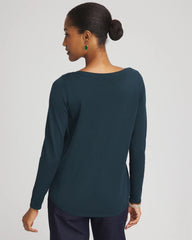 Chico's Ella Boatneck Sweater TEAL SHADOW