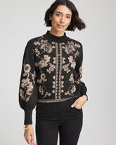 Chico's Bryne Jacquard Mockneck Pullover BLACK