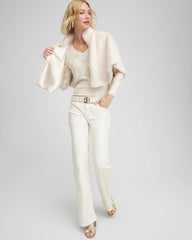 Chico's Ella Foiled V-Neck Sweater ENGLISH CREAM