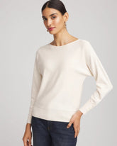Chico's Ella Boatneck Pullover Sweater ENGLISH CREAM