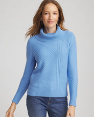 Chico's Ribbed Cowlneck Sweater TIDAL BLUE