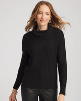 Chico's Ribbed Cowlneck Sweater BLACK