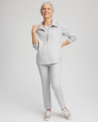 Chico's Zenergy® Luxe Diamante Zip Cardigan FROSTED GRAY HEATHER