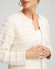 Chico's Fringe Ottoman Knit Cardigan ENGLISH CREAM