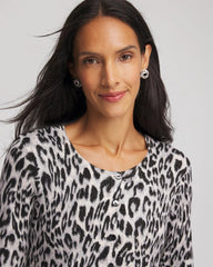 Chico's Animal Crewneck Cardigan ENGLISH CREAM