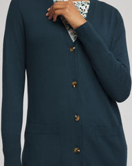 Chico's Ella Pocketed Cardigan Sweater TEAL SHADOW