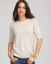 Chico's Crewneck Cashmere Pullover Sweater LIGHT GRAY