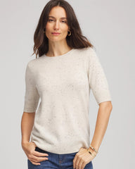 Chico's Crewneck Cashmere Pullover Sweater LIGHT GRAY