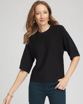 Chico's Dolman Sleeve Crew Neck Pullover Sweater BLACK