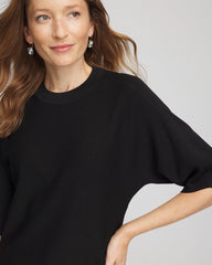 Chico's Dolman Sleeve Crew Neck Pullover Sweater BLACK