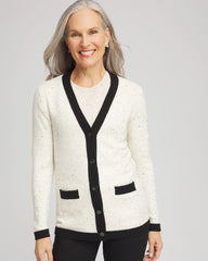 Chico's Tipped Lady Jacket Cardigan ENGLISH CREAM