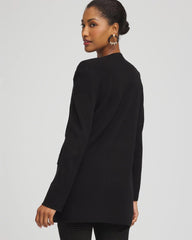 Chico's Button-Down Crewneck Coatigan BLACK