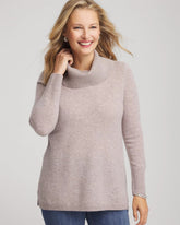Chico's Cowlneck Cashmere Pullover Tunic TAUPE HEATHER