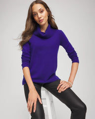 Chico's Cowlneck Cashmere Pullover Tunic COBALT