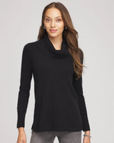 Chico's Cowlneck Cashmere Pullover Tunic BLACK