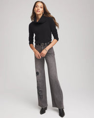 Chico's Cowlneck Cashmere Pullover Tunic BLACK