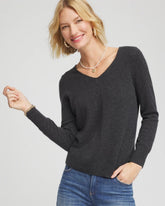 Chico's Relaxed V-Neck Cashmere Sweater DARK GREY