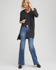 Chico's Relaxed V-Neck Cashmere Sweater DARK GREY