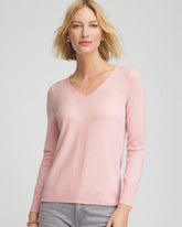 Chico's Relaxed V-Neck Cashmere Sweater BLUSHED