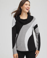 Chico's Zenergy® Luxe Intarsia Cowlneck Top FROSTED GRAY HEATHER