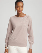 Chico's Embroidered Pull-Over Boatneck Sweater ROCKY MOUNTAIN