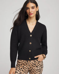 Chico's Relaxed-Fit Button-Front Cardigan BLACK