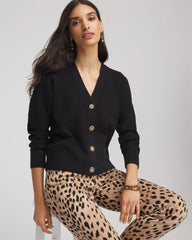 Chico's Relaxed-Fit Button-Front Cardigan BLACK