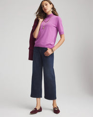 Chico's Ella Elbow Sleeve Mockneck Sweater GOOSEBERRY