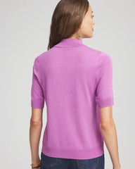 Chico's Ella Elbow Sleeve Mockneck Sweater GOOSEBERRY
