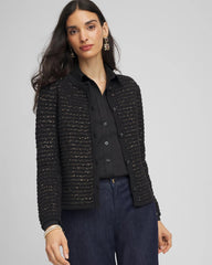 Chico's Shine Cropped Cardigan BLACK