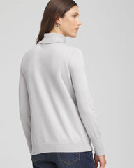 Chico's Metallic Turtleneck Pullover Sweaters SILVER GLITTER