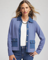 Chico's Denim Colorblock Marl Shirt Jacket BLUE LOTUS