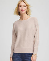 Chico's Ella Embellished Dolman Pullover Sweater LIGHT TAUPE HEATHER