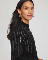 Chico's Embellished Mockneck Sweater BLACK