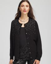 Chico's Ombré Rhinestone Cardigan BLACK
