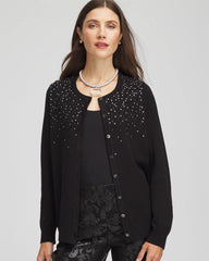 Chico's Ombré Rhinestone Cardigan BLACK