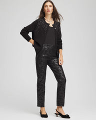 Chico's Ombré Rhinestone Cardigan BLACK