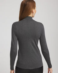 Chico's Ella Rhinestone Mockneck Sweater GRAPHITE GRAY