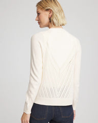 Chico's Cable Knit Fringed Sweater ENGLISH CREAM