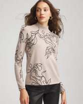 Chico's Ella Mockneck Printed Sweater SMOKEY TAUPE