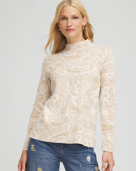 Chico's Ella Jacquard Mockneck Sweater ENGLISH CREAM