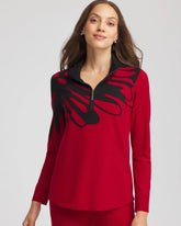 Chico's Zenergy® Luxe Printed Pullover Top CARMINE RED
