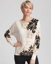 Chico's Ella Dolman Artisanal Pullover Sweater BLACK